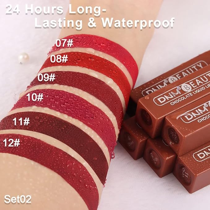 6 Pcs Chocolate Matte Liquid Lipstick Lipgloss Lip Lipgloss