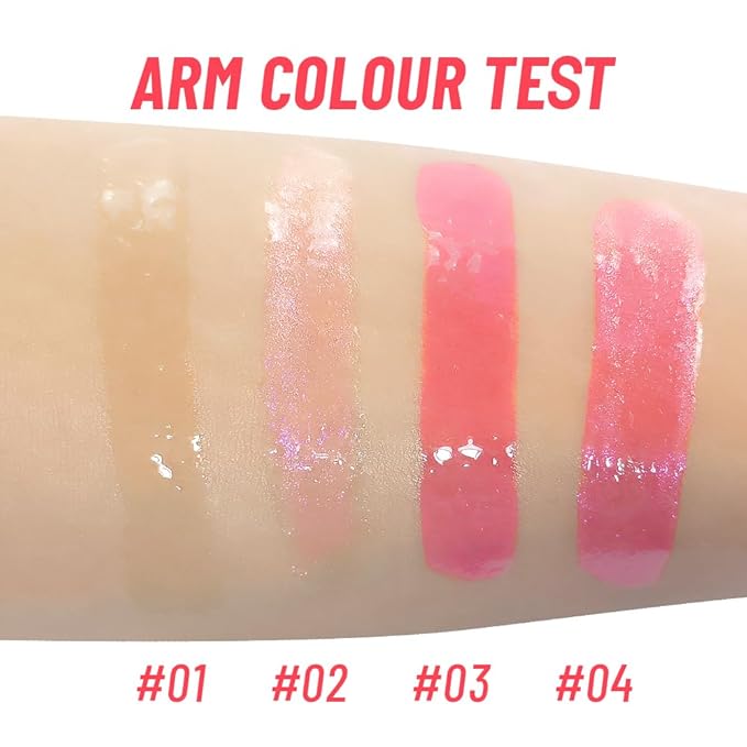 2 Pcs Magic Color Changing Lip Oil, Long Lasting Glitter Shimmer Lip Gloss with Big Brush, Non-sticky and Fresh Texture Lip Glow Oil, Moisturizing Lip Care Makeup (Clear, 01# + 03#)