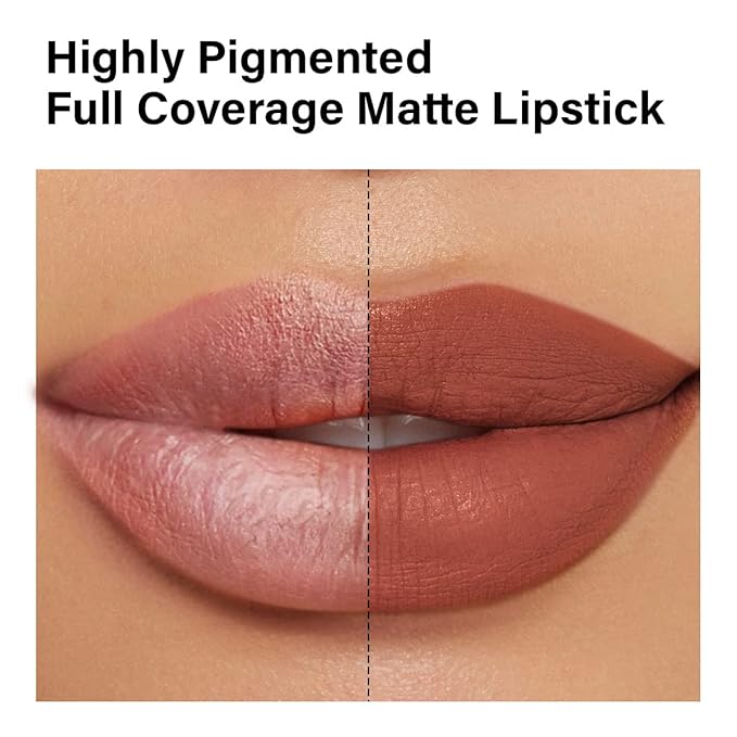 Matte Lipstick Hydrating Lip Color Makeup, Highly Pigmented Lipstick with Moisturizing Formula, Lightweight, Smooth, M07