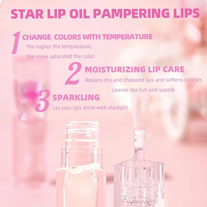 2024 New Magic Color Changing Lip Oil PH,Warm Change Glitter Lip Gloss, Color Changing Lip Oil V2, Color Changing Lip Gloss, Moisturizing Plumping Clear Lips Oil Tinted Lip Plumper Lips Care