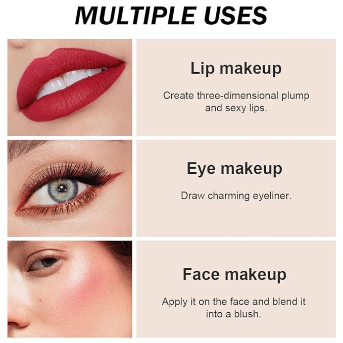 3pcs Matte Red Lip Liner Pencil Cream Retractable Recharge