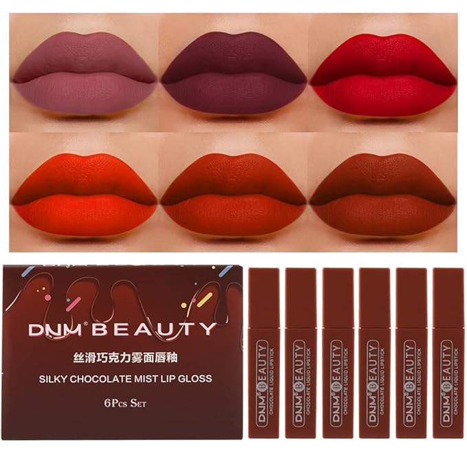 6Pcs Chocolate Matte Liquid Lipstick Lipgloss Lip Gloss Lipgloss