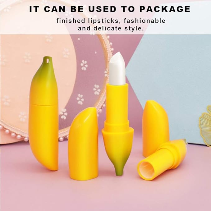 5pcs Empty Lip Balm Tubes, Banana Shaped Plastic
