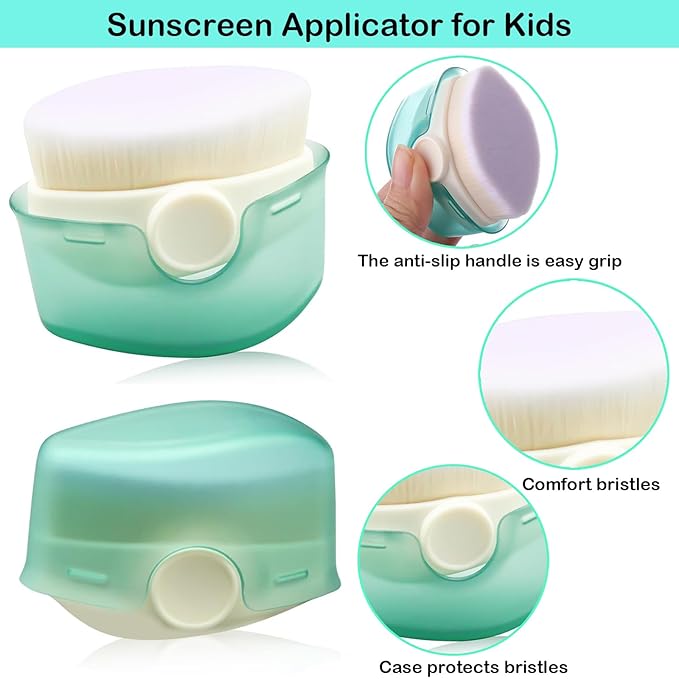 2 Pack Sunscreen Applicator for Kids, Makeup Brushes Sunblock with Protective Caps Sun Lotion Applicator Sun Cream Brush for Kids Women