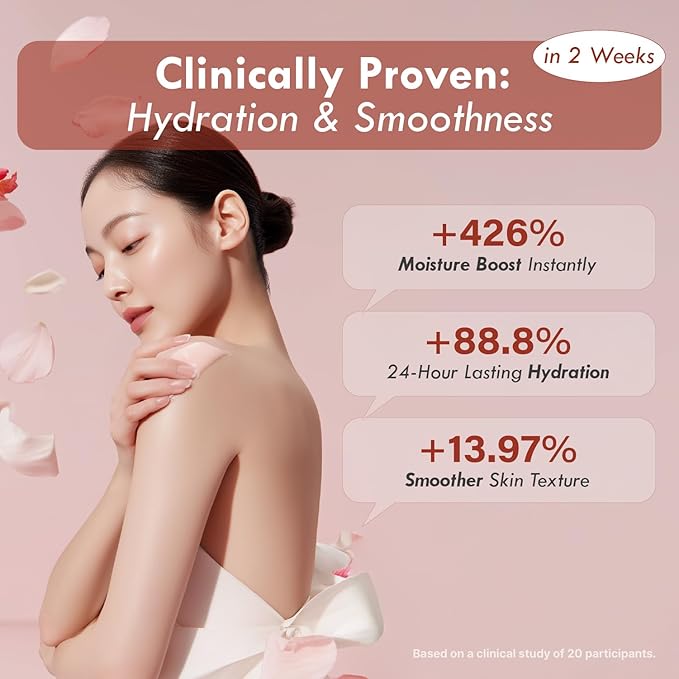 Red Bean Body Lotion - Korean 24hr Hydrating & Smoothing Body Lotion - Improves Appearance of Texture - Sensitive Skin Tested - Peptides & HA - 8.45 fl oz