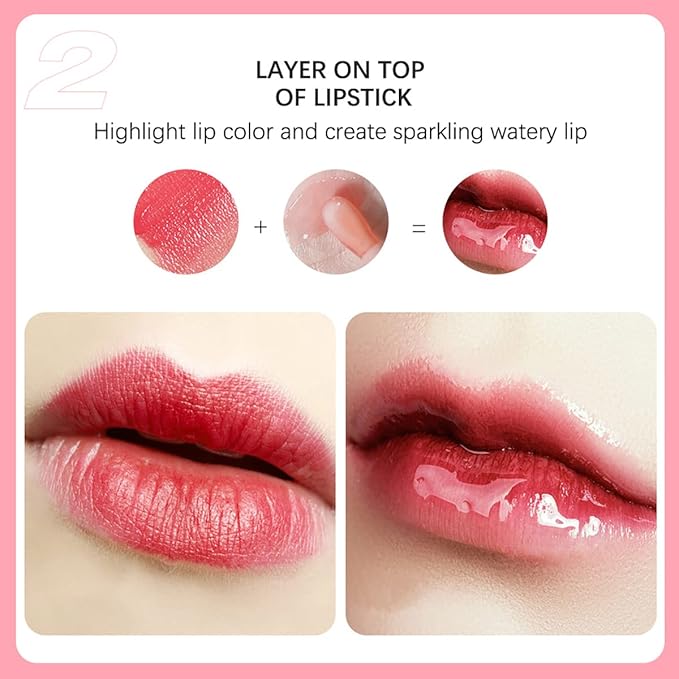 2 Set Lip Oil Hydrating Tinted Lip Balm, Plump Lip Gloss Lip Care Transparent Toot Lip Oil Tinted, Fresh Texture & Non-sticky, Nourishing Repairing Lightening Lip Lines Lip Care Products (Raspberry / Cherry)