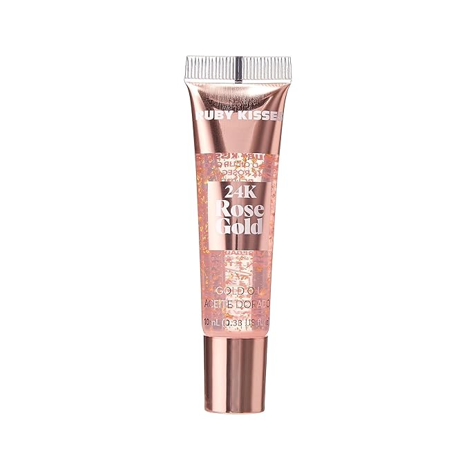 Ruby Kisses 24K Gold Oil Lip Gloss (6 Count, Gold & Rose Gold)