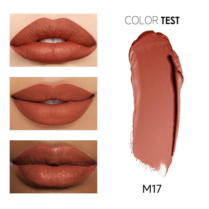 Matte Lipstick Hydrating Lip Color Makeup, Highly Pigmented Lipstick with Moisturizing Formula, Lightweight, Smooth, M17