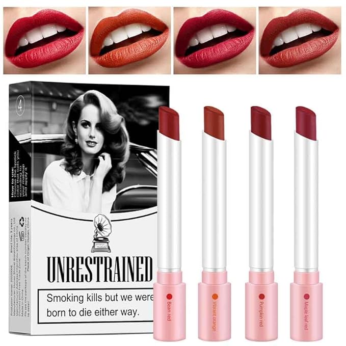 Matte Lipstick Set, 4 Colors Lip Tint Stains, Lipstick
