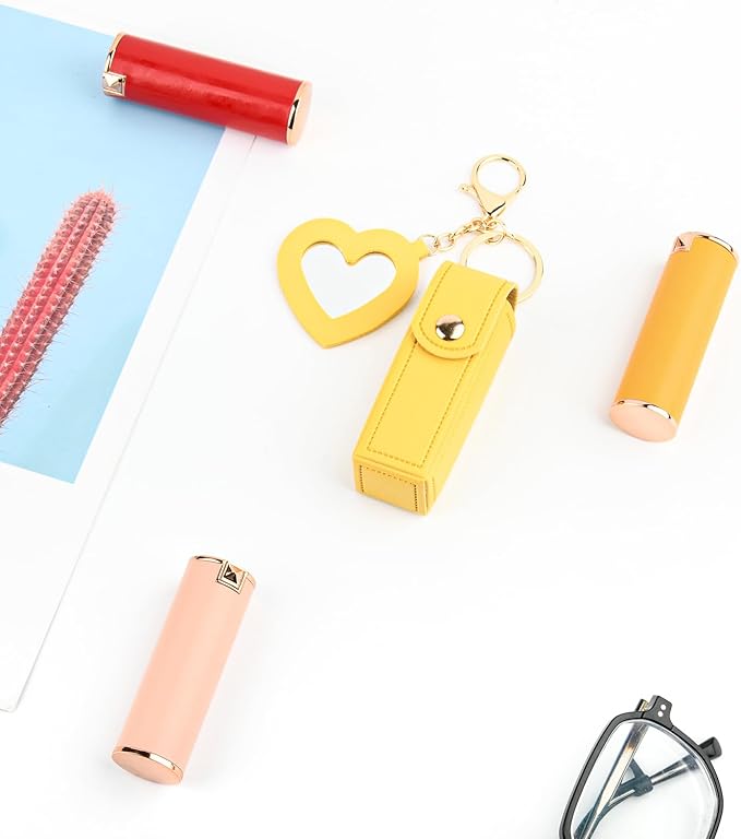 Lipstick Organizer Keychain Chapstick Case with Mirror Organizer
