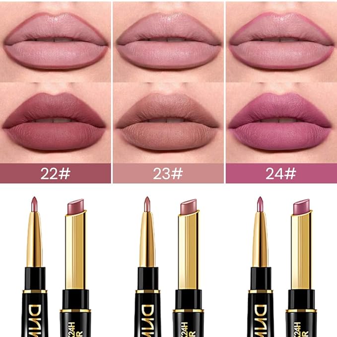 evpct 3Pcs Matte Lip Liner and Lipstick Comb