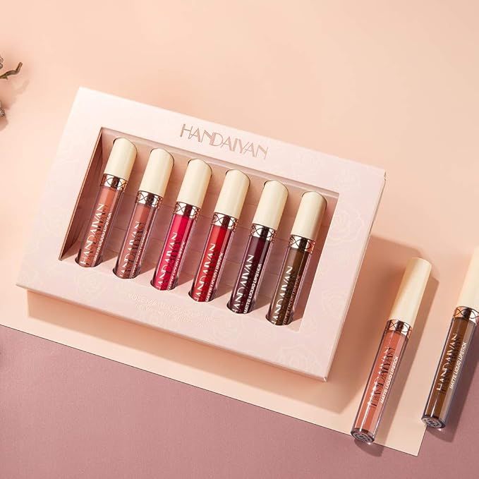 Matte Liquid Lipstick Sets, 6 Nude Colors Non-stick Gloss,
