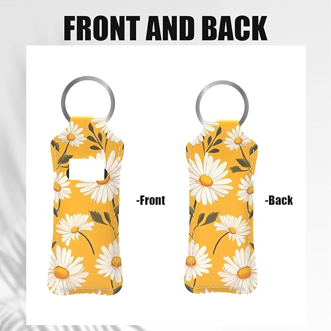 Cute Daisy Design Chapstick Holder Keychain, Portable Lip Design