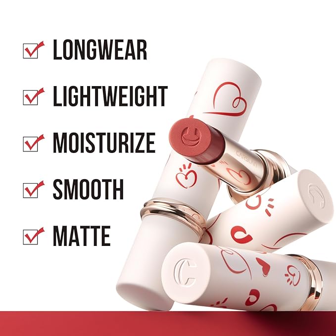 Valentine's Day Gift Matte Lipstick Set Hydrating Lip Color Makeup, Highly Pigmented Lipstick with Moisturizing Formula, Lightweight, Smooth (3count)
