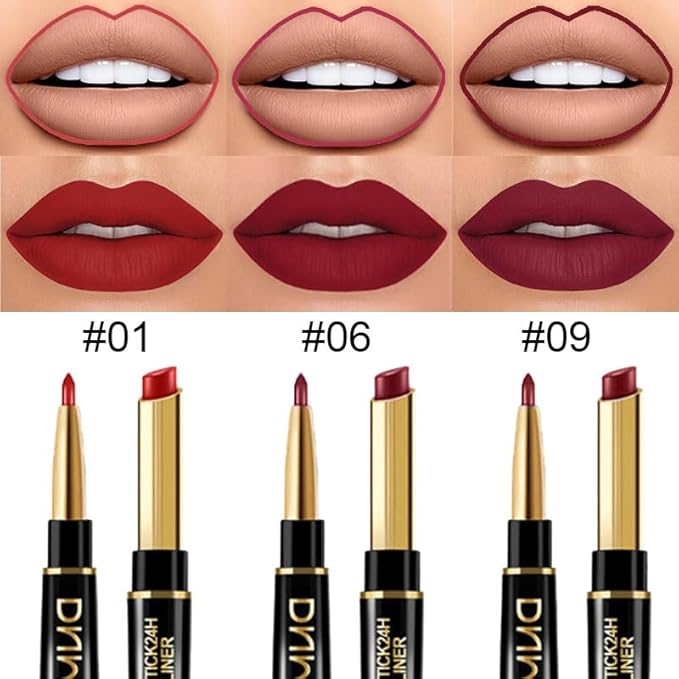 evpct 3Pcs Dark Ruby Wine Red Lip Line 24 l