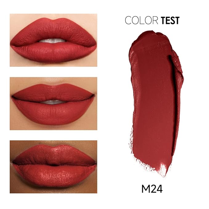 Matte Lipstick Hydrating Lip Color Makeup, Highly Pigmented Lipstick with Moisturizing Formula, Lightweight, Smooth, M24