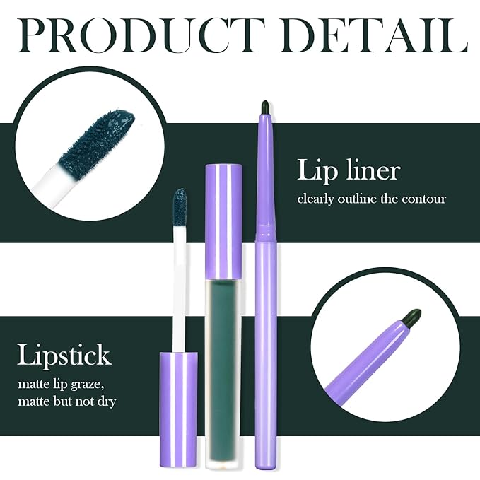 DAGEDA Matte Liquid Lipstick, 2Pcs Lip Liner DAGEDA