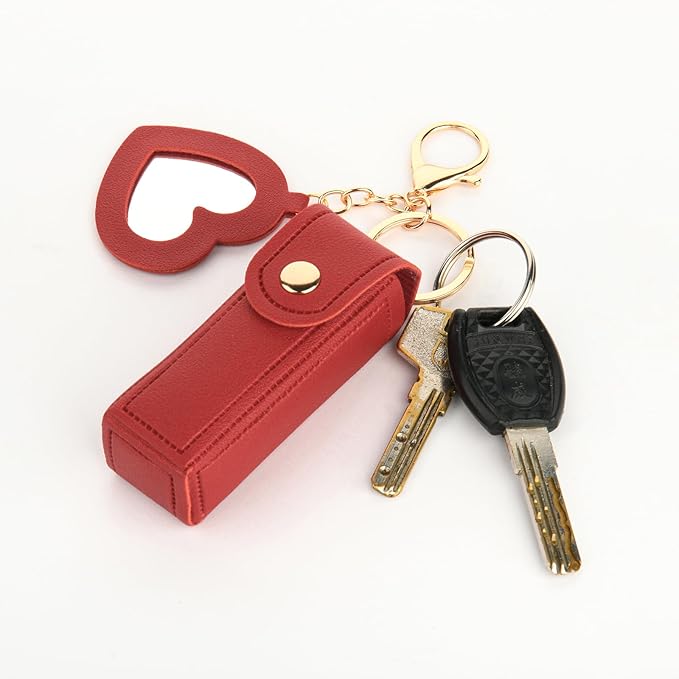 Lipstick Organizer Keychain Chapstick Case with Mirror Organizer