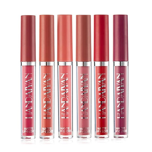 6Pcs Matte Liquid Lipstick Set Waterproof Long Lasting Non-Stick Cup Not Fade Makeup Liquid Set Moist Lip Gloss Lipgloss for Women # A