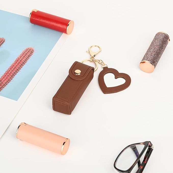 Lipstick Organizer Keychain Chapstick Case with Mirror Organizer