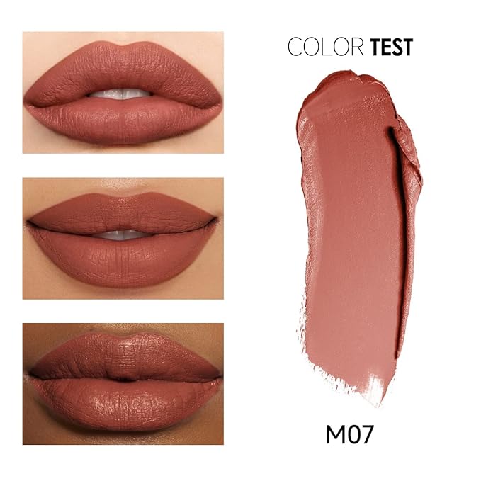 Matte Lipstick Hydrating Lip Color Makeup, Highly Pigmented Lipstick with Moisturizing Formula, Lightweight, Smooth, M07