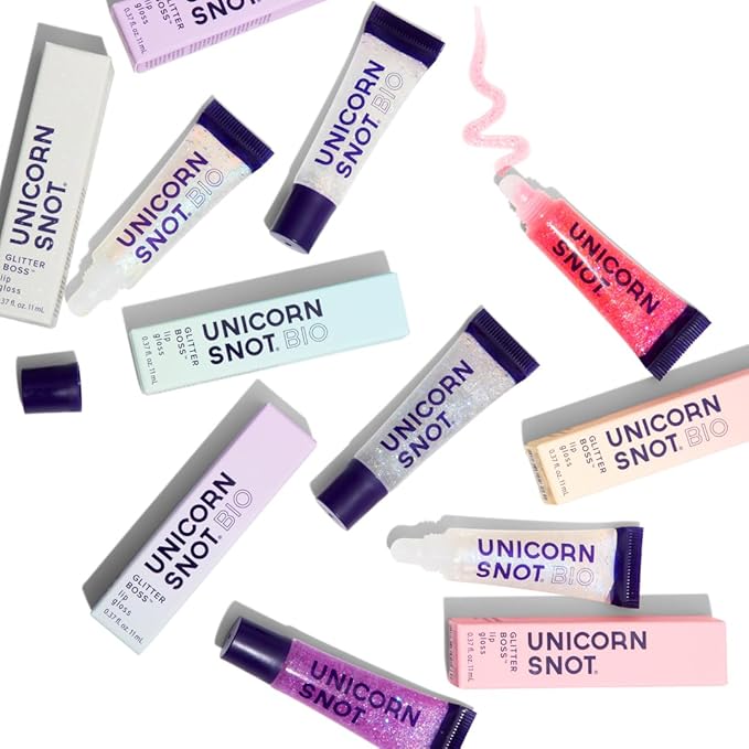 UNICORN SNOT Glitter Lip Gloss Kit - Long-Lasting Sparkly Lip Shine - Vegan & Cruelty Free Non-Sticky Formula - Lip Gloss for Festivals and Rave Makeup - High-Shine Lip Gloss Set, Set of 3