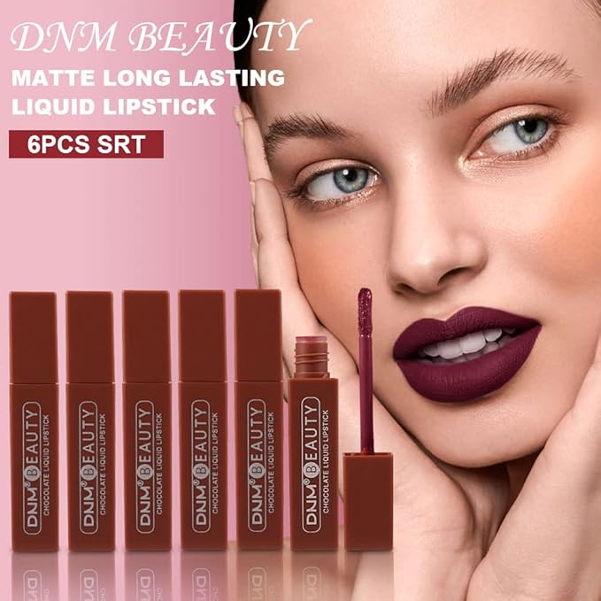 6 Pcs Chocolate Matte Liquid Lipstick Lipgloss Lip Lipgloss