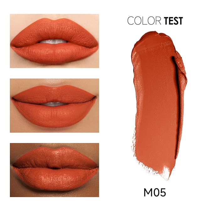 Matte Lipstick Hydrating Lip Color Makeup, Highly Pigmented Lipstick with Moisturizing Formula, Lightweight, Smooth, M05
