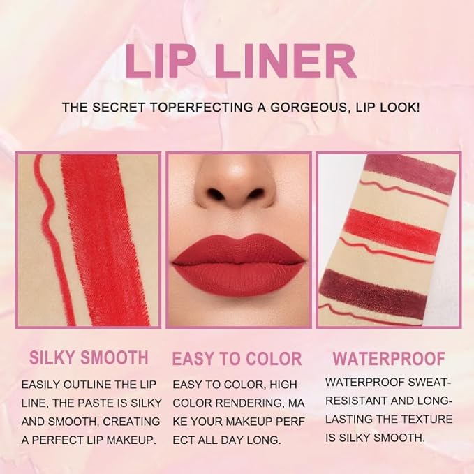 evpct 3Pcs Dark Deep Ruby Mauve Red Lip 24 l