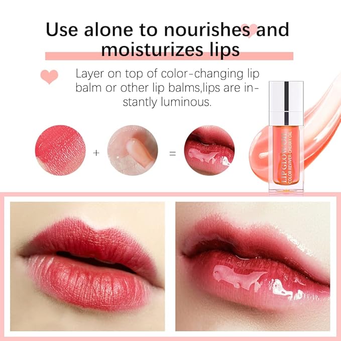 2 PCS Plumping Lip Oil,Hydrating Lip Gloss Oil,Long Plumping