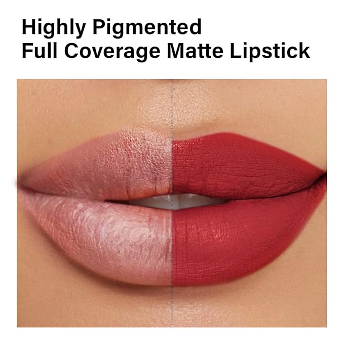 Matte Lipstick Hydrating Lip Color Makeup, Highly Pigmented Lipstick with Moisturizing Formula, Lightweight, Smooth, M13