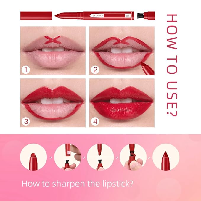 2-in-1 Lip Crayon, lip liner, Lip Liner Pencil, Slim Lip Pencil, Beauty Lip Gloss, Super Professional Tip Matte Lipstick (#5)