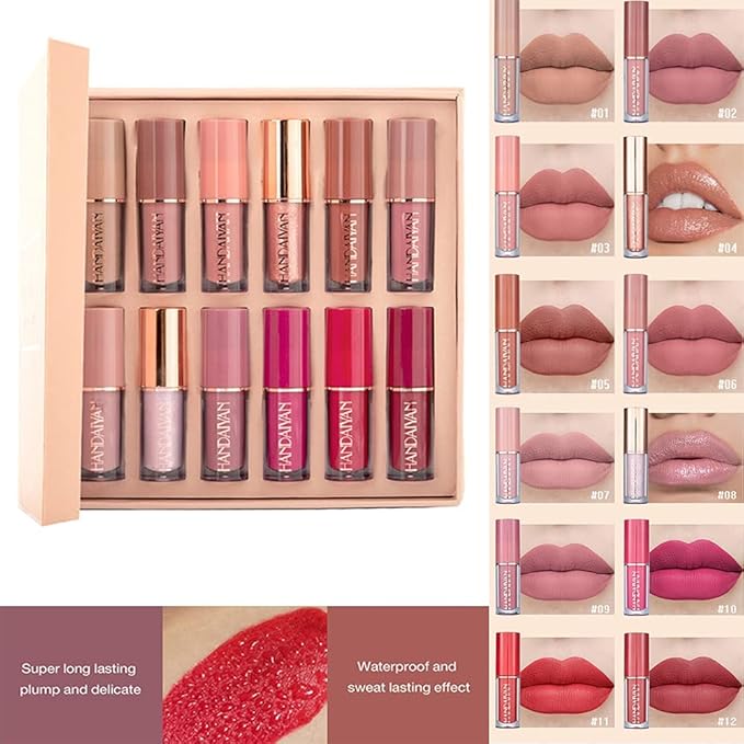 12 Colors Matte Nude Lipstick Set Velvety Long Long