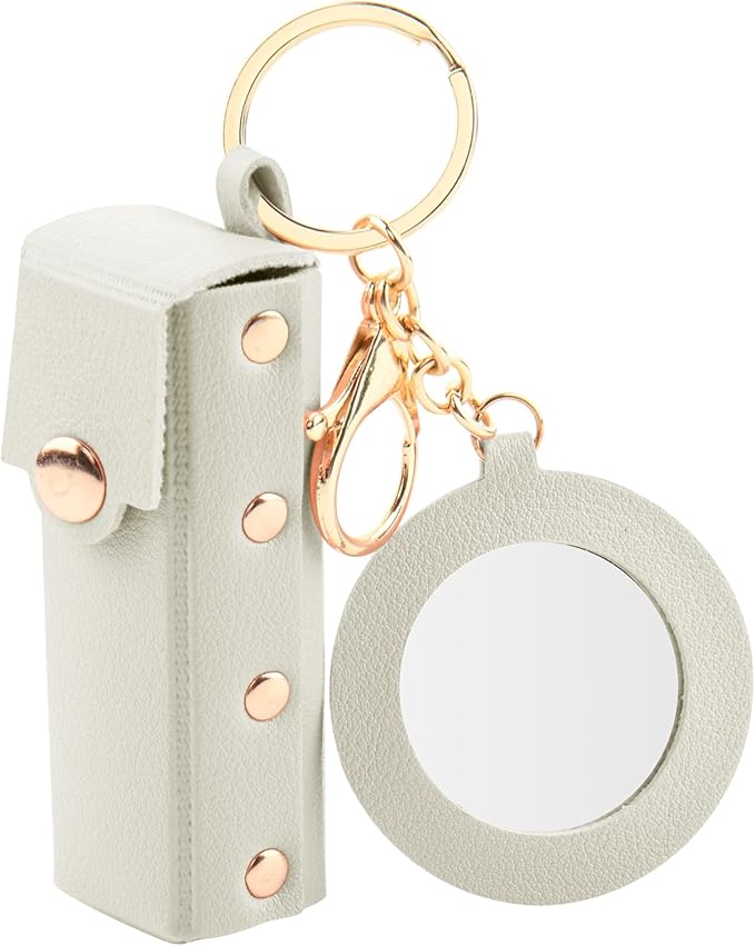 Lipstick Organizer Keychain Chapstick Case with Mirror Organizer