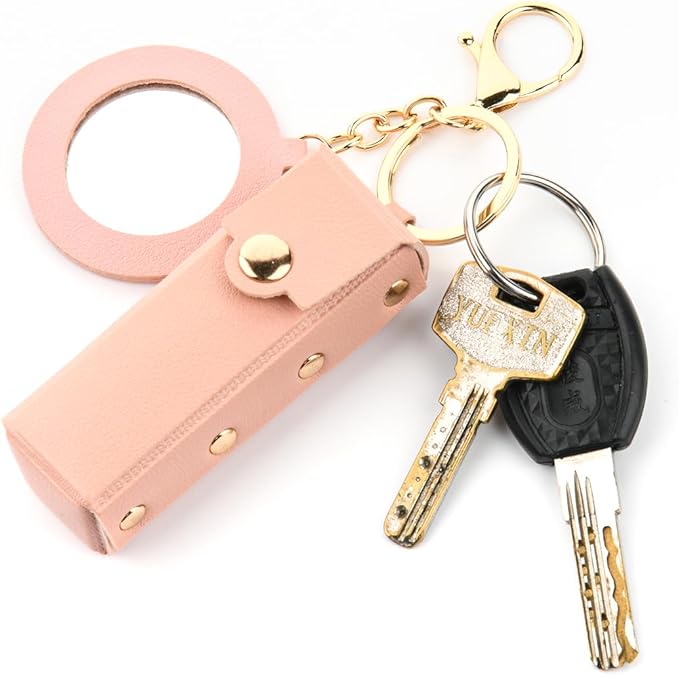Lipstick Organizer Keychain Chapstick Case with Mirror Organizer