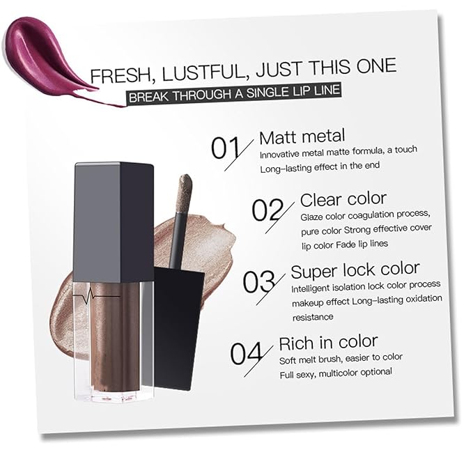MAEPEOR Metallic Liquid Lipstick 24 Color Metal Diamond Long