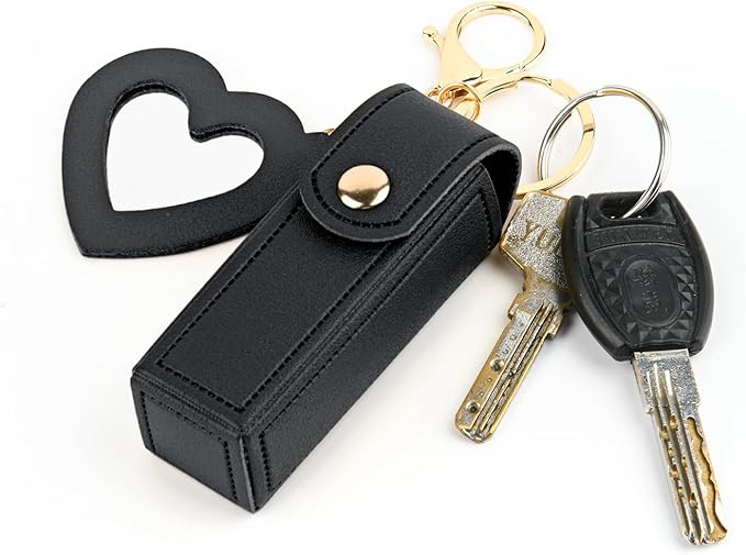 Lipstick Organizer Keychain Chapstick Case with Mirror Organizer