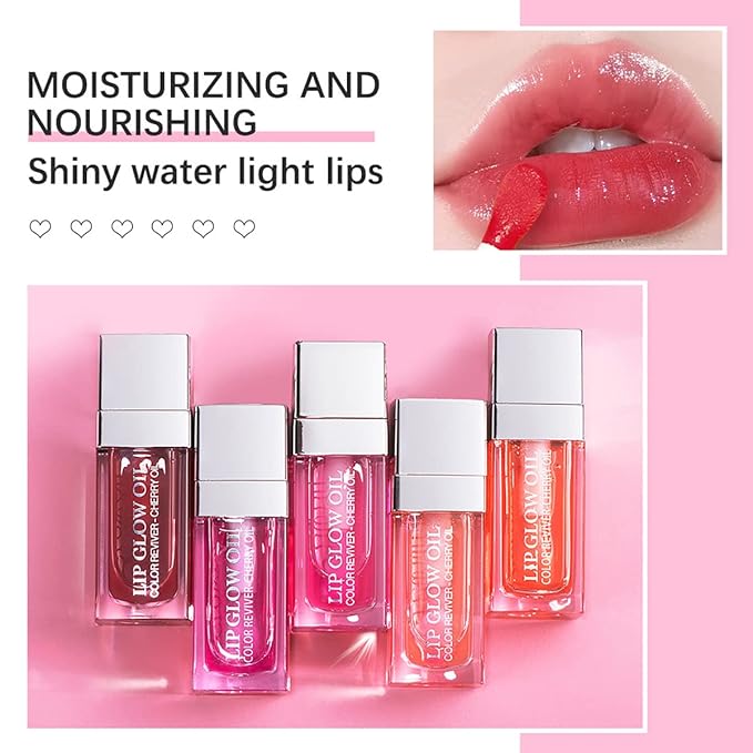 2 Set Lip Oil Hydrating Tinted Lip Balm, Plump Lip Gloss Lip Care Transparent Toot Lip Oil Tinted, Fresh Texture & Non-sticky, Nourishing Repairing Lightening Lip Lines Lip Care Products (Raspberry / Cherry)