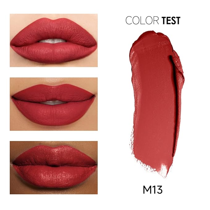 Matte Lipstick Hydrating Lip Color Makeup, Highly Pigmented Lipstick with Moisturizing Formula, Lightweight, Smooth, M13