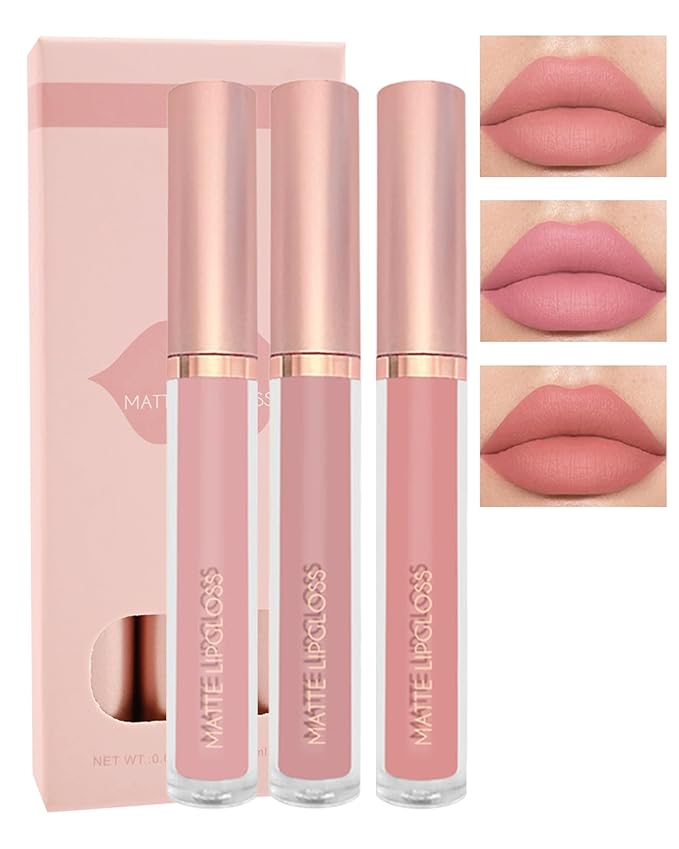 3Pcs Matte Liquid Lipstick Set, High Pigmented Lip High