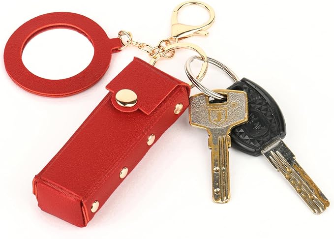 Lipstick Organizer Keychain Chapstick Case with Mirror Organizer