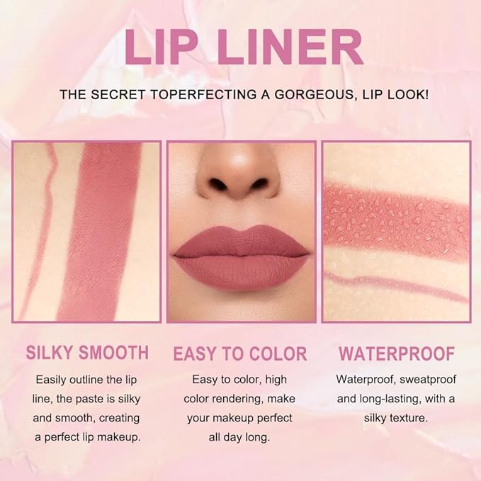 evpct 1Pcs Chestnut Antique Rose Lip Liner and Lip
