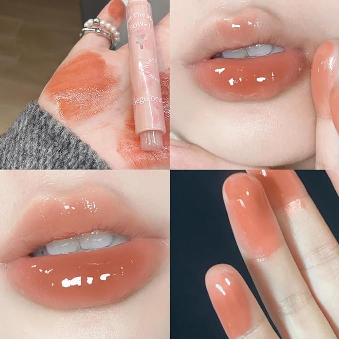 3 Colors Jelly Lipstick,Tinted Lip Gloss Heart Shape Gloss