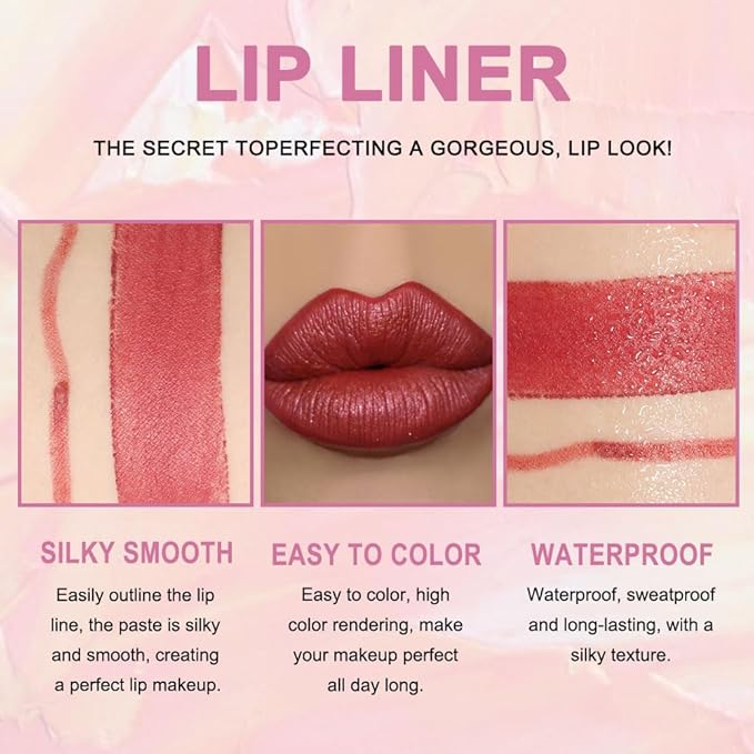 evpct 1Pcs Mauve Red Metallic Lip Liner and Lip