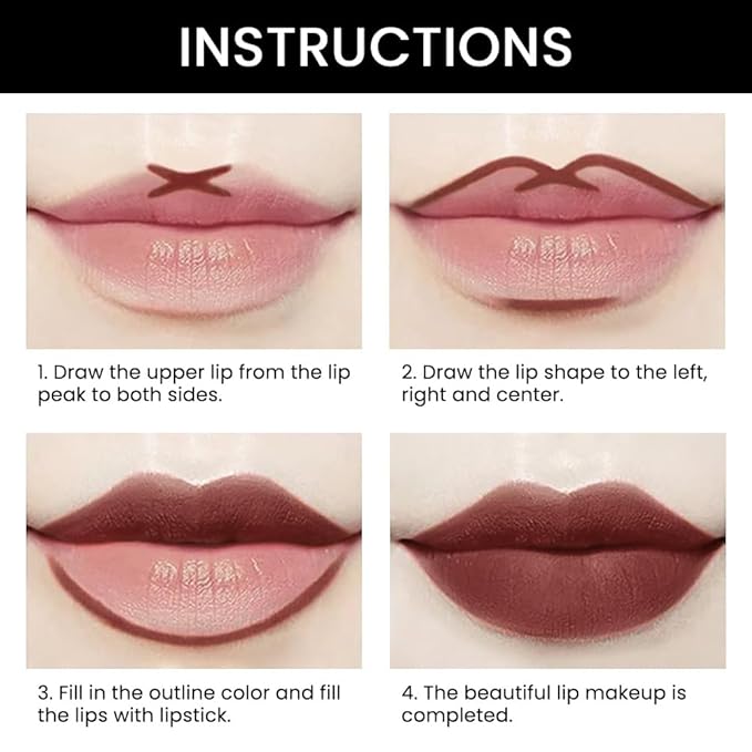 evpct 3Pcs Matte Lip Liner and Lipstick Comb