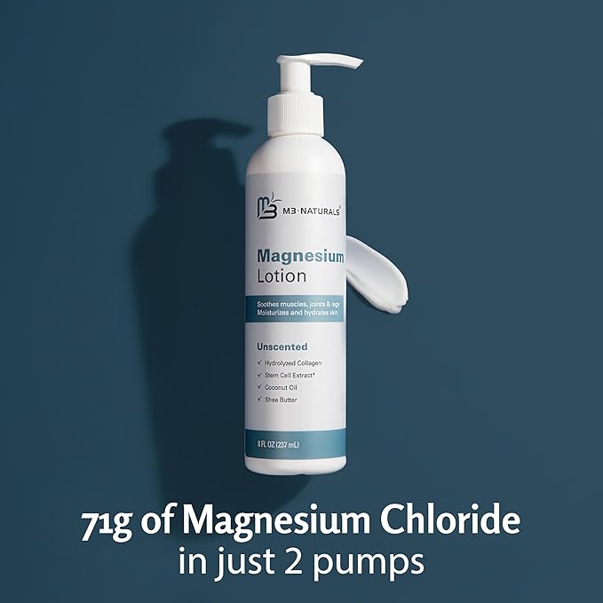 Unscented Magnesium Lotion for Sleep - Helps with Muscle Relaxation, Soothes Tired Legs, Supports Restful Nights, Moisturizes & Hydrates Skin - 8 fl oz - Magnesium Cream, Butter, Topical Magnesium