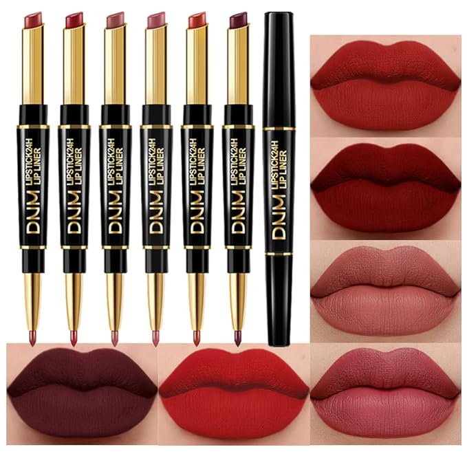 evpct 6Pcs Red Lip Liner and Lipstick Lip