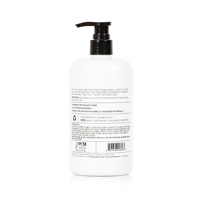 No. 002 Moisturizing Body Lotion 16 oz, Daily Dry Skin Lotion for Men, Made with Hydrating Natural Aloe Vera, Vegan, Oil Free, Light Fresh Tonka Scent