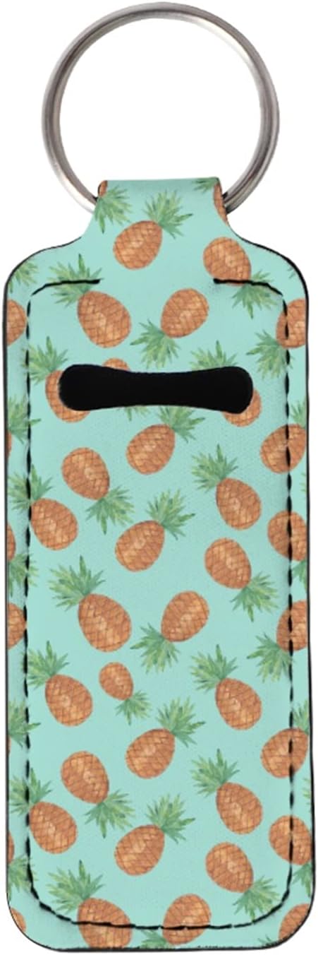 Horeset Chapstick Holder Keychain Pineapple Pattern Slim Lip Ring