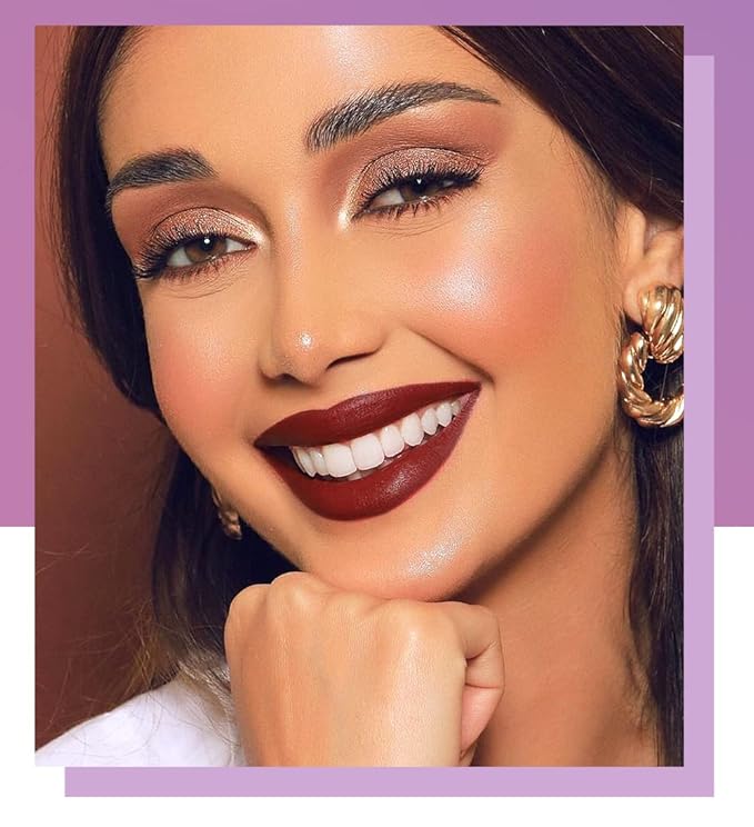 2 Pcs Halloween Dark Matte Liquid Lipstick + Lip Liner Pens Sets, 8 Colors High Pigmented Goth Sexy & Bold Lip Gloss, 24H Waterproof Long-lasting Matte Lipstick , Non-Stick Cup Velvety Lip Makeup for Women (Red)